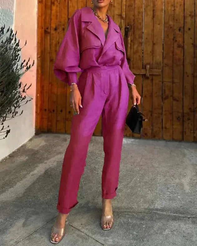 Selina - Casual Moderne Top en Broek Set
