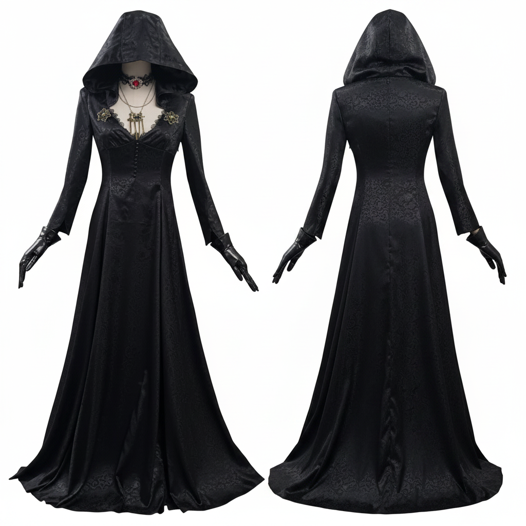 Fenna | Gothic cosplay maxi-jurk met capuchon - view 1