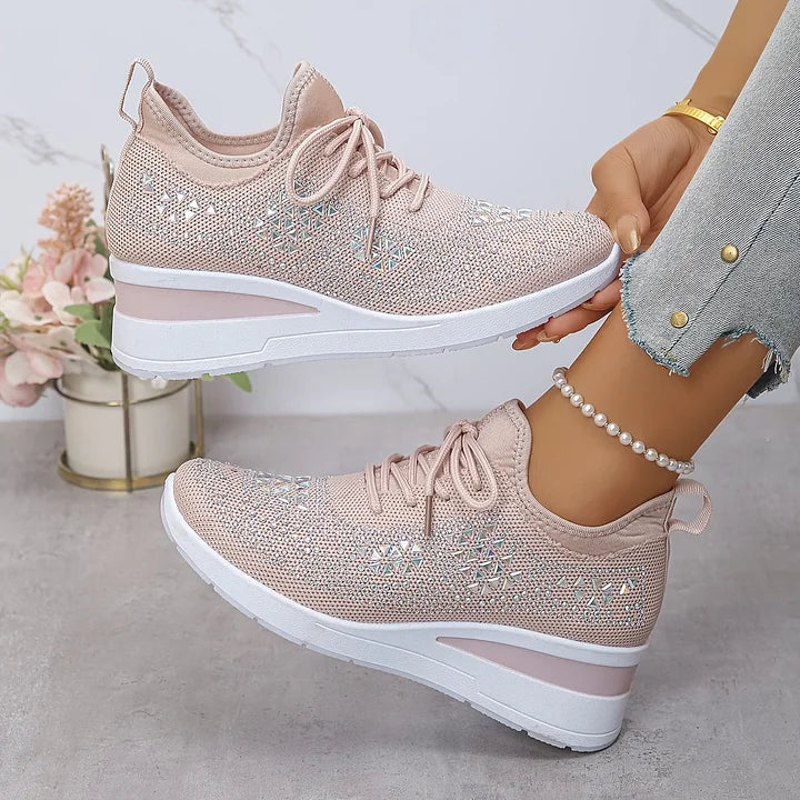 Floortje | Dames sneakers met sleehak - Roze