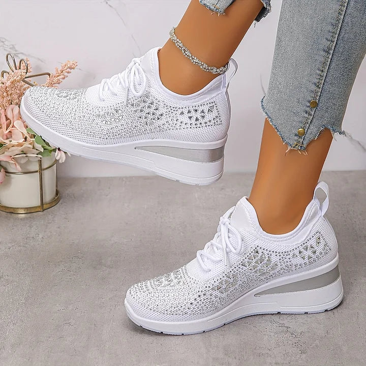Floortje | Dames sneakers met sleehak - Wit