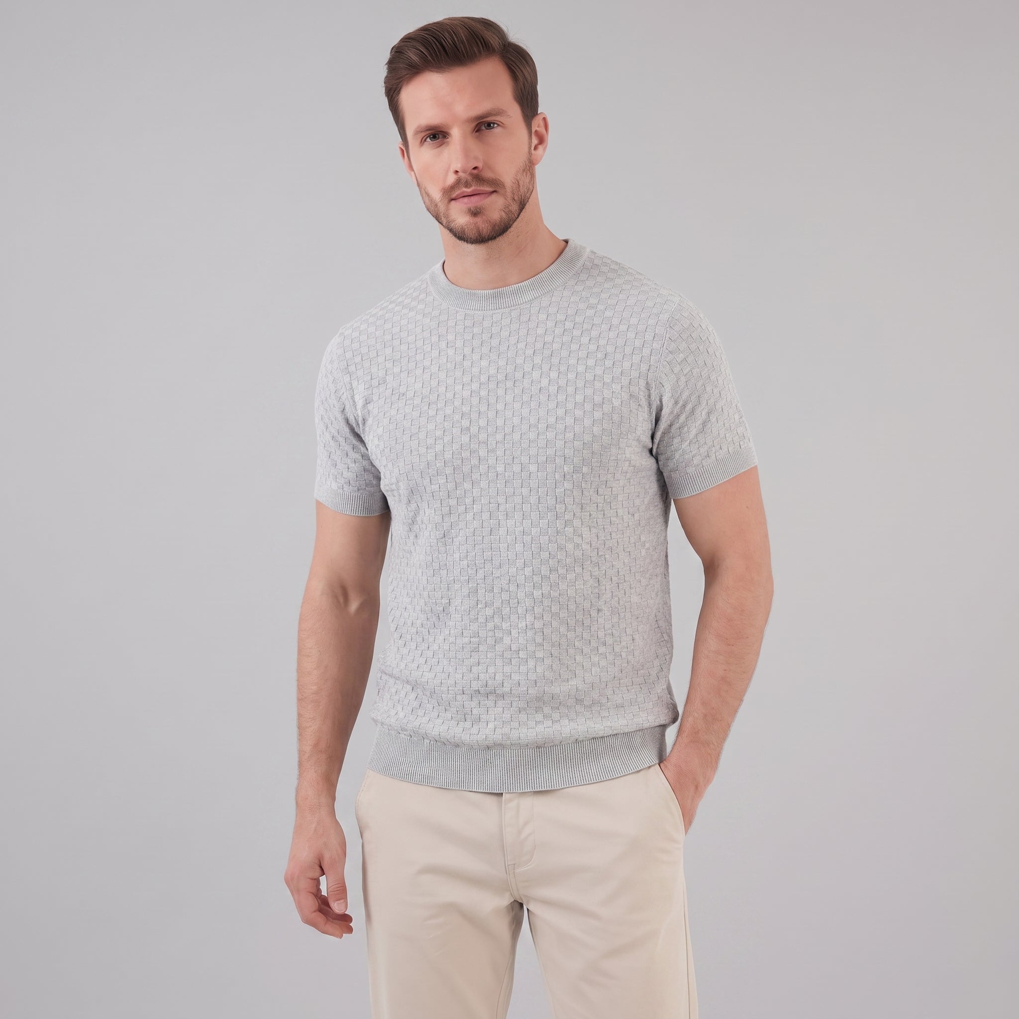 Floris | Gebreid t-shirt voor heren, korte mouw - view 15