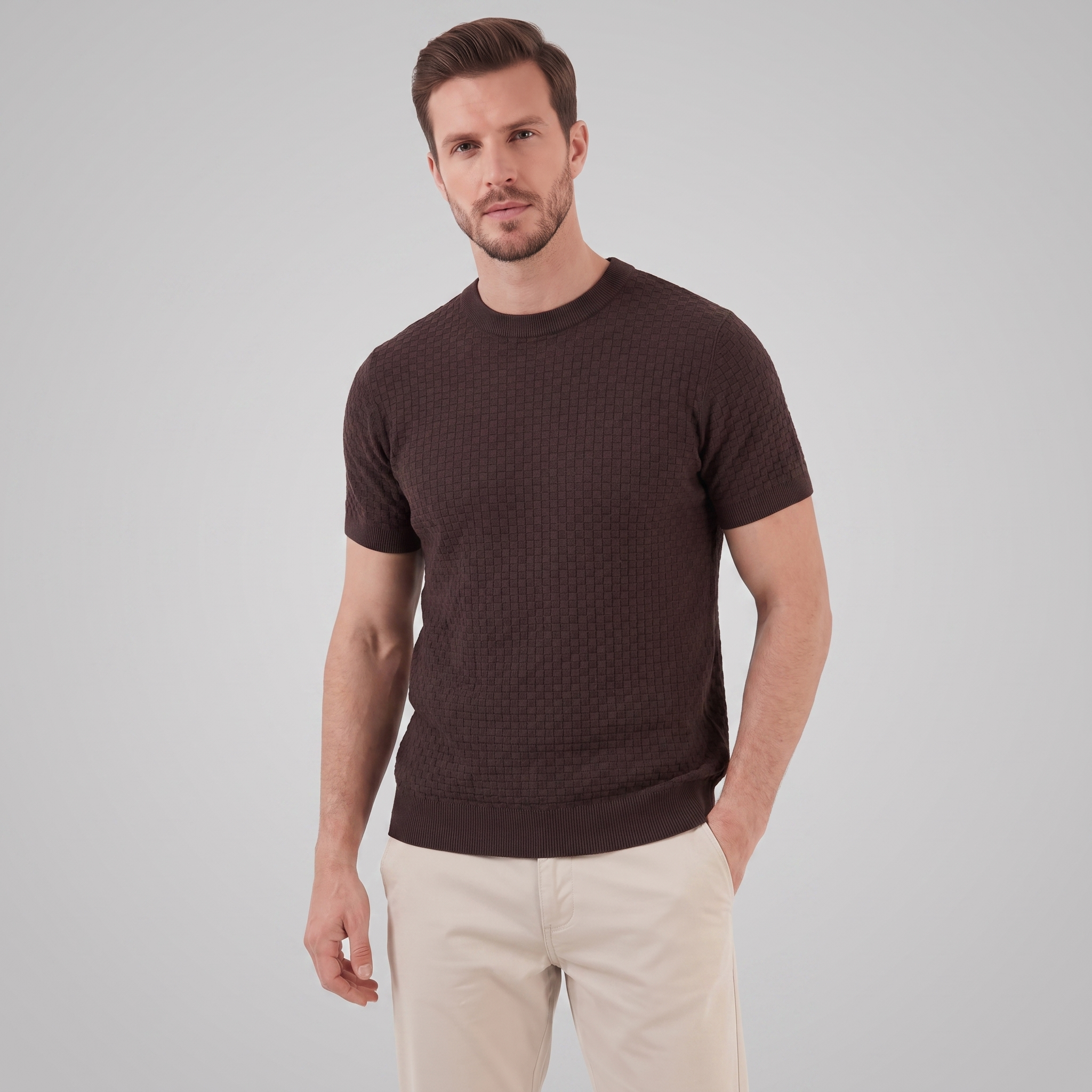 Floris | Gebreid t-shirt voor heren, korte mouw - view 20