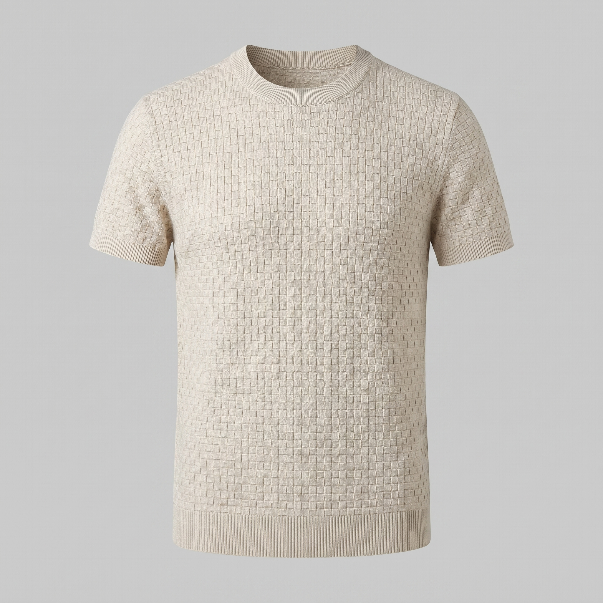 Floris | Gebreid t-shirt voor heren, korte mouw - Abrikoos