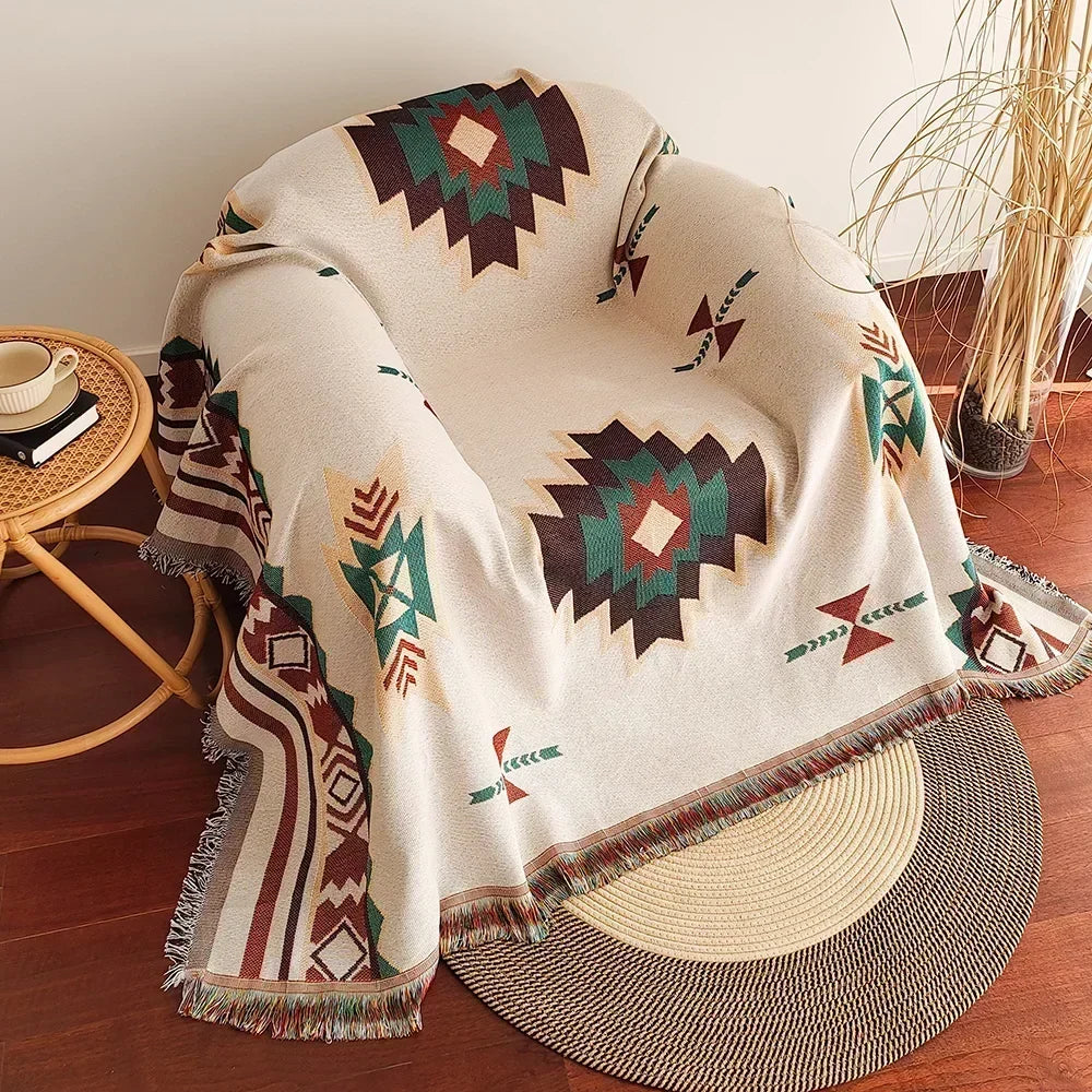 Frank | Oversized boho deken met franjes van katoenmix - foto 3
