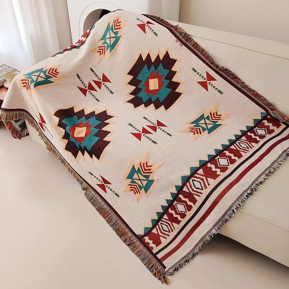 Frank | Oversized boho deken met franjes van katoenmix - foto 4