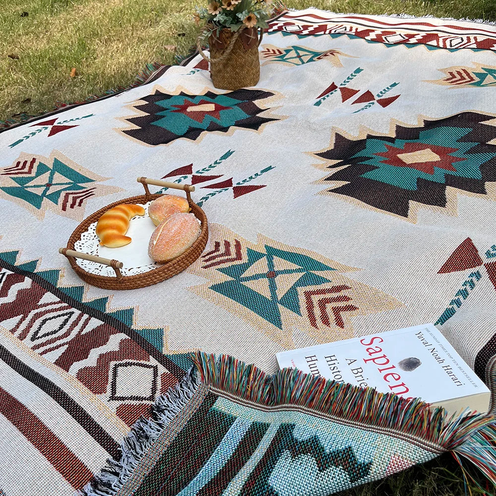Frank | Oversized boho deken met franjes van katoenmix - foto 6