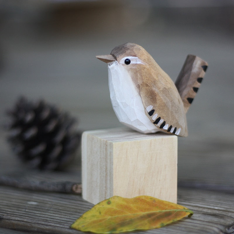 Frans | Houten vogelbeeldje, handgesneden - C