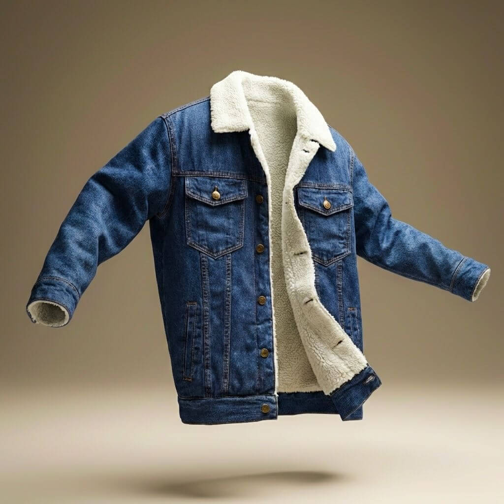 Freek | Denim jas met teddy voering voor heren - Donkerblauw