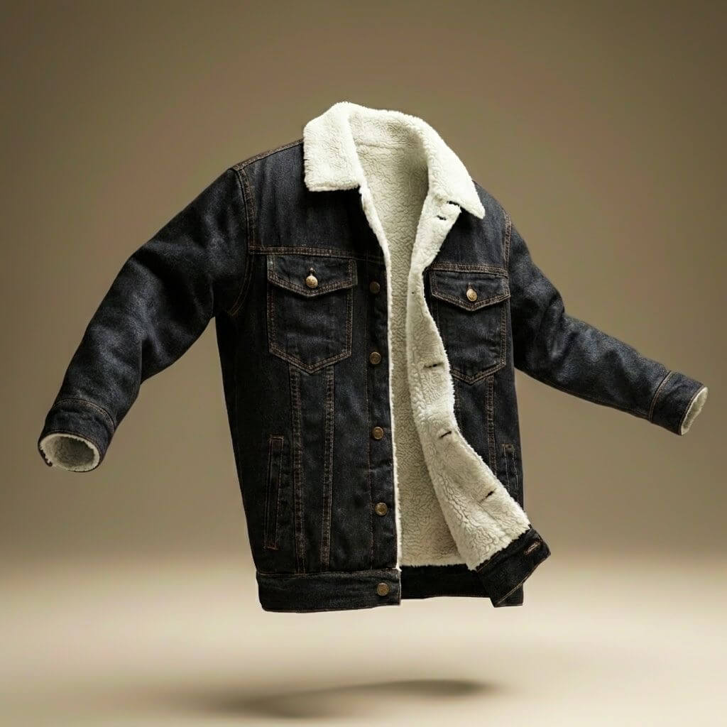 Freek | Denim jas met teddy voering voor heren - Leigrijs