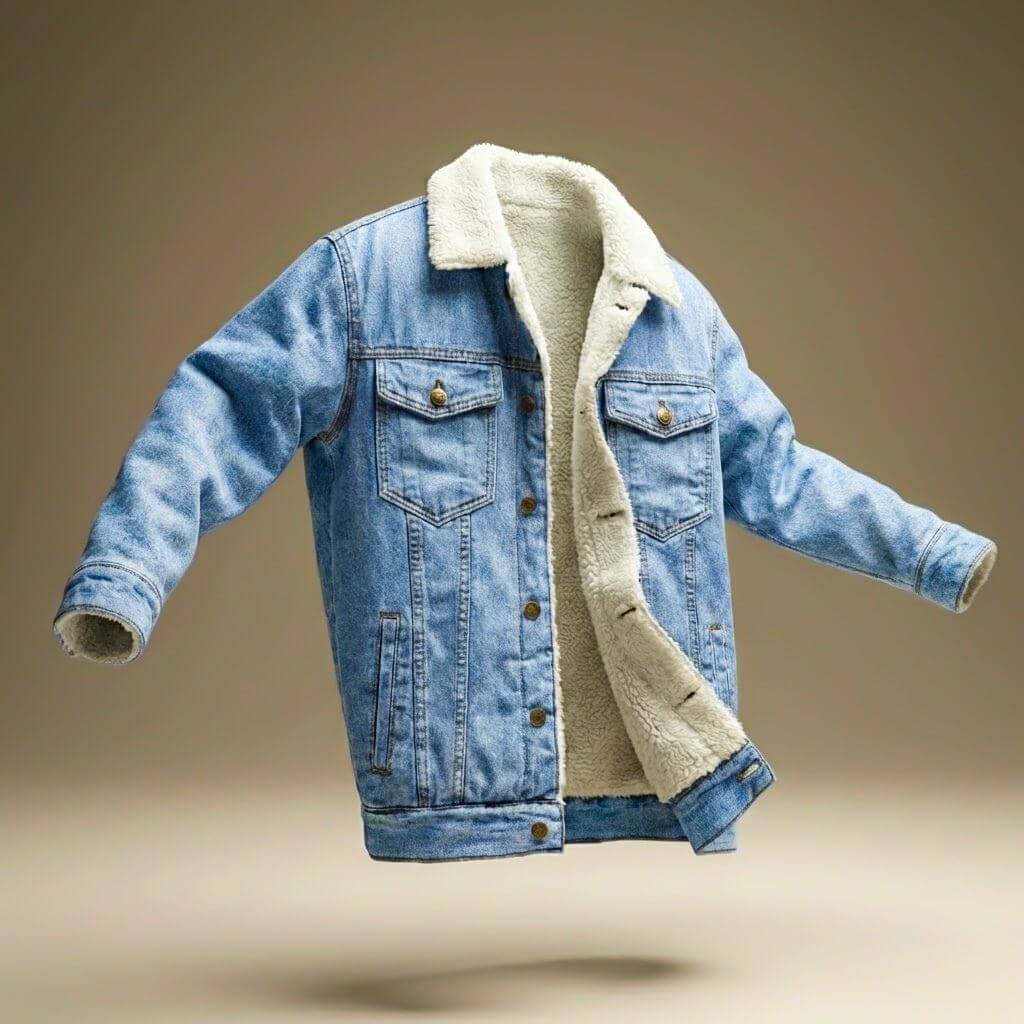 Freek | Denim jas met teddy voering voor heren - Lichtblauw