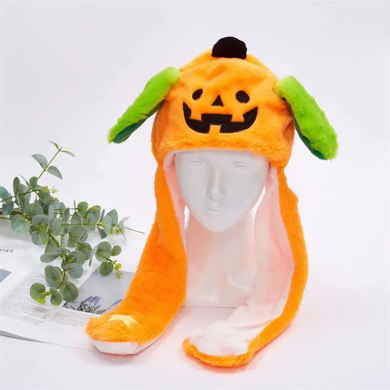 Geert | Pluche muts met bewegende oren - Halloween pompoen