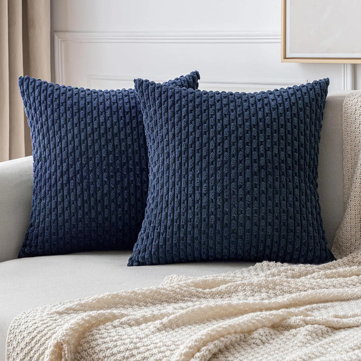 Gerrit | Boho sierkussenhoes van ribfluweel - Donkerblauw