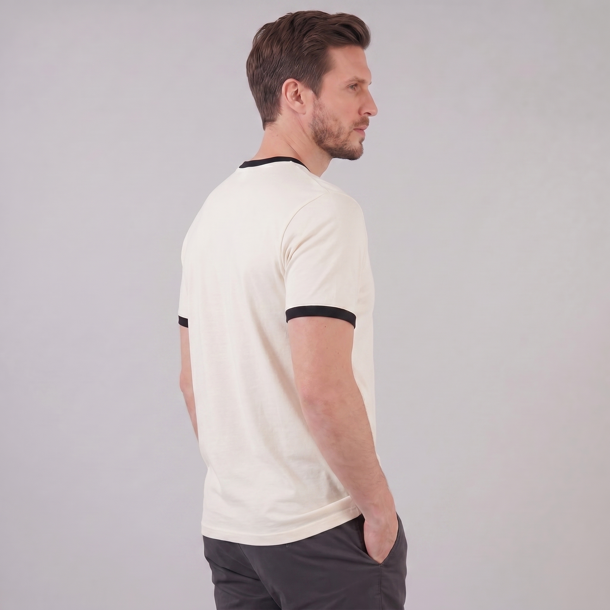 Guus | Heren t-shirt met contrastbies en ronde hals - view 8