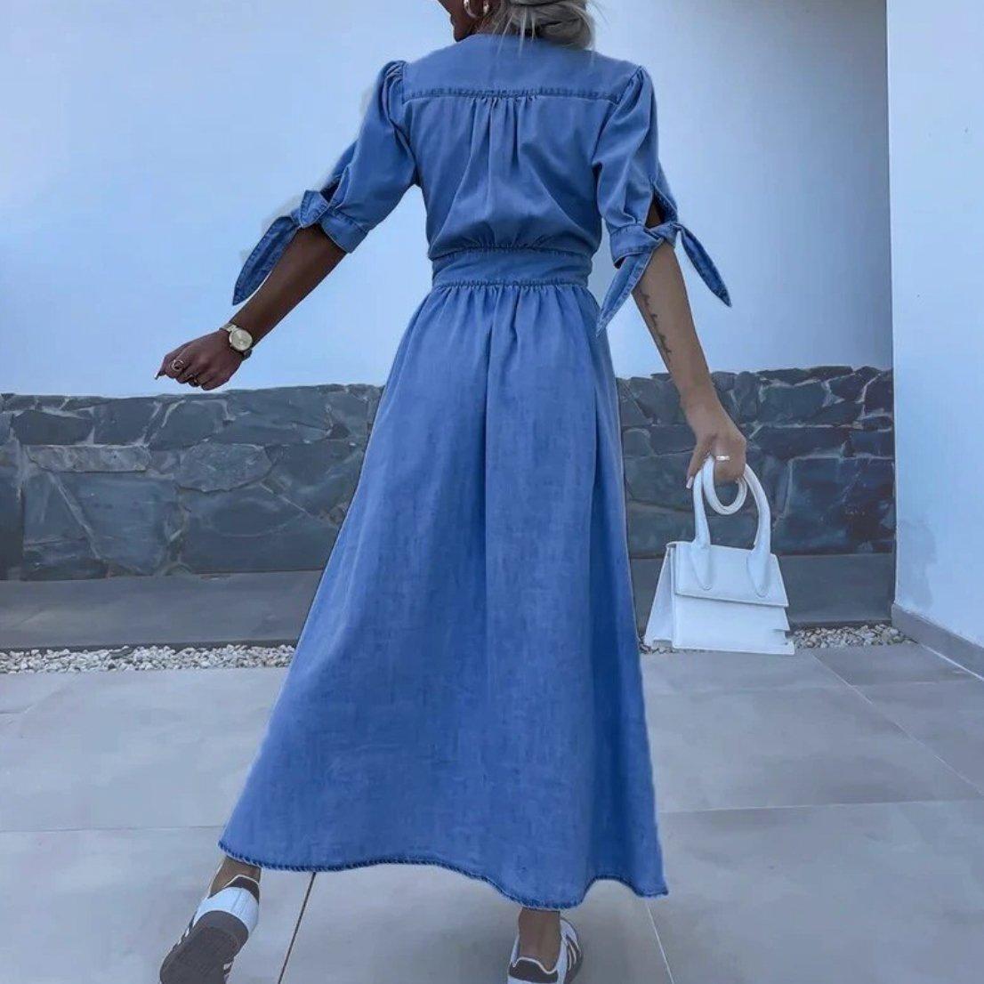 Jessy - Trendy en Comfortabele Denim Spijker Jurk