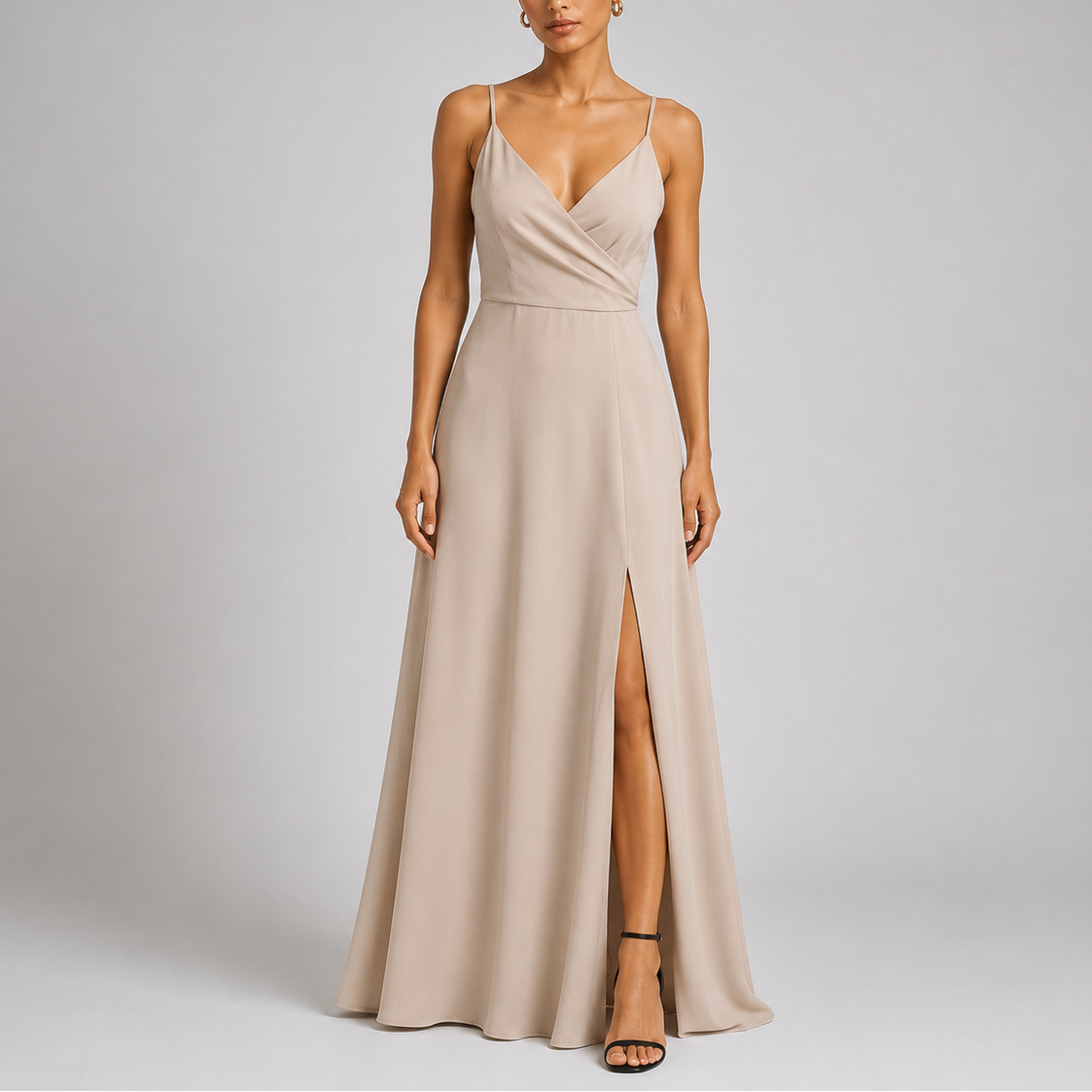 Hanna | Elegante galajurk met split - Beige