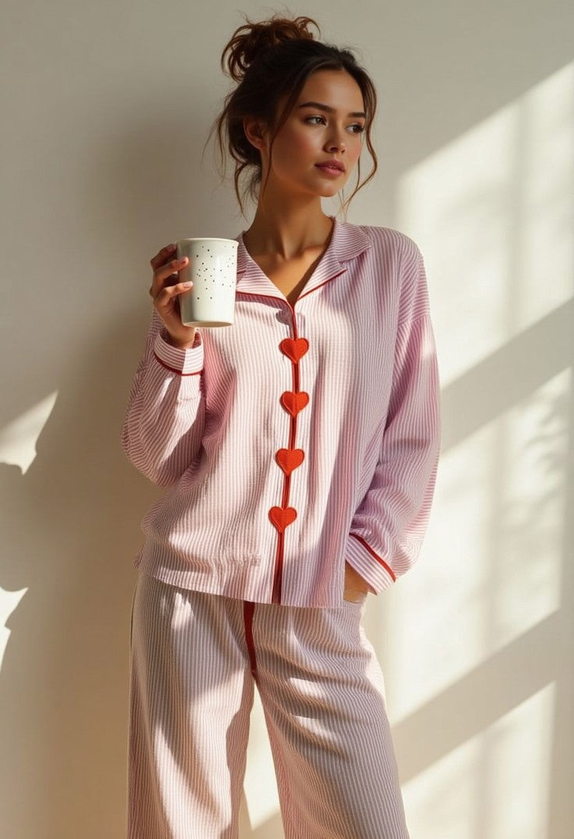 Hanna | Tweedelige pyjamaset voor dames met hartjes - view 1