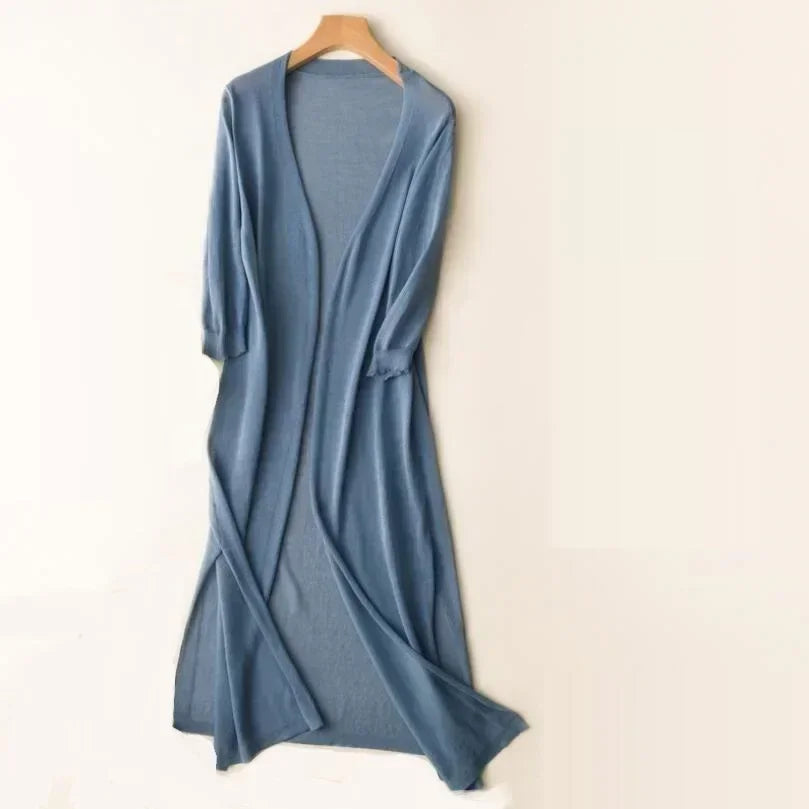 Heleen | Licht lang vest voor dames - Blauw