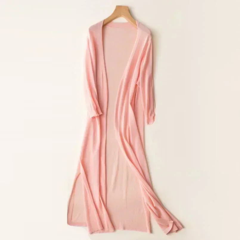 Heleen | Licht lang vest voor dames - Roze