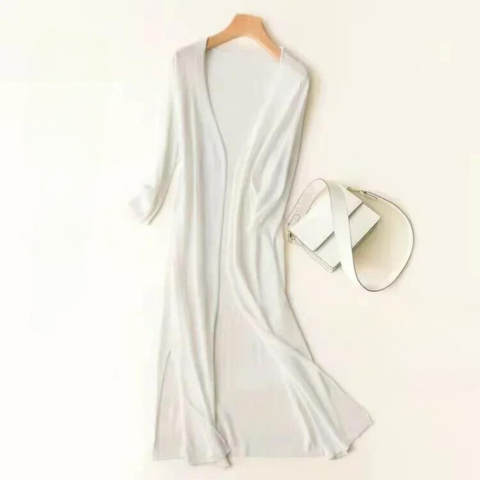 Heleen | Licht lang vest voor dames - Wit