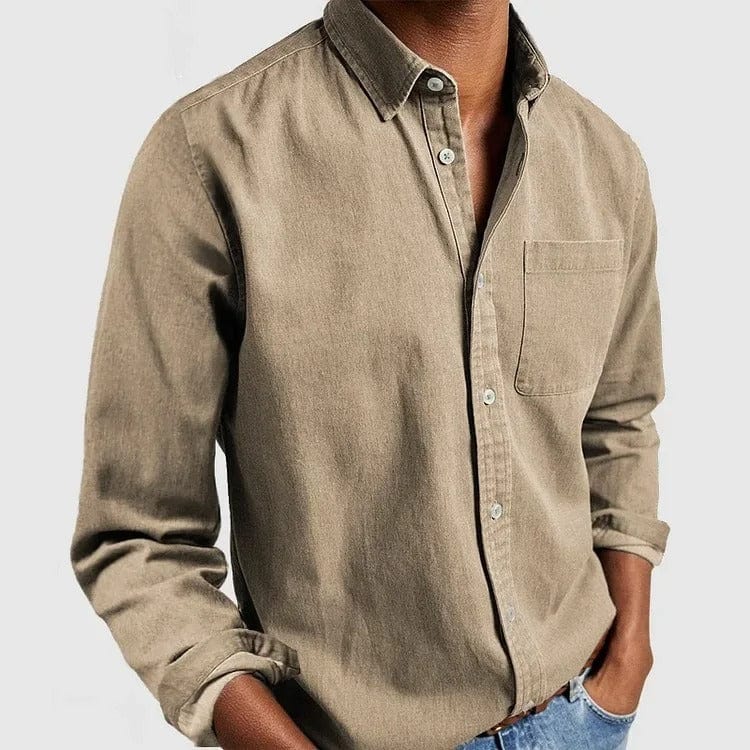 Henk | Casual overhemd voor heren met lange mouw - Khaki