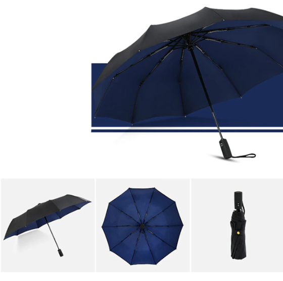 Henk | Windbestendige stormparaplu, automatisch opvouwbaar - Blauw