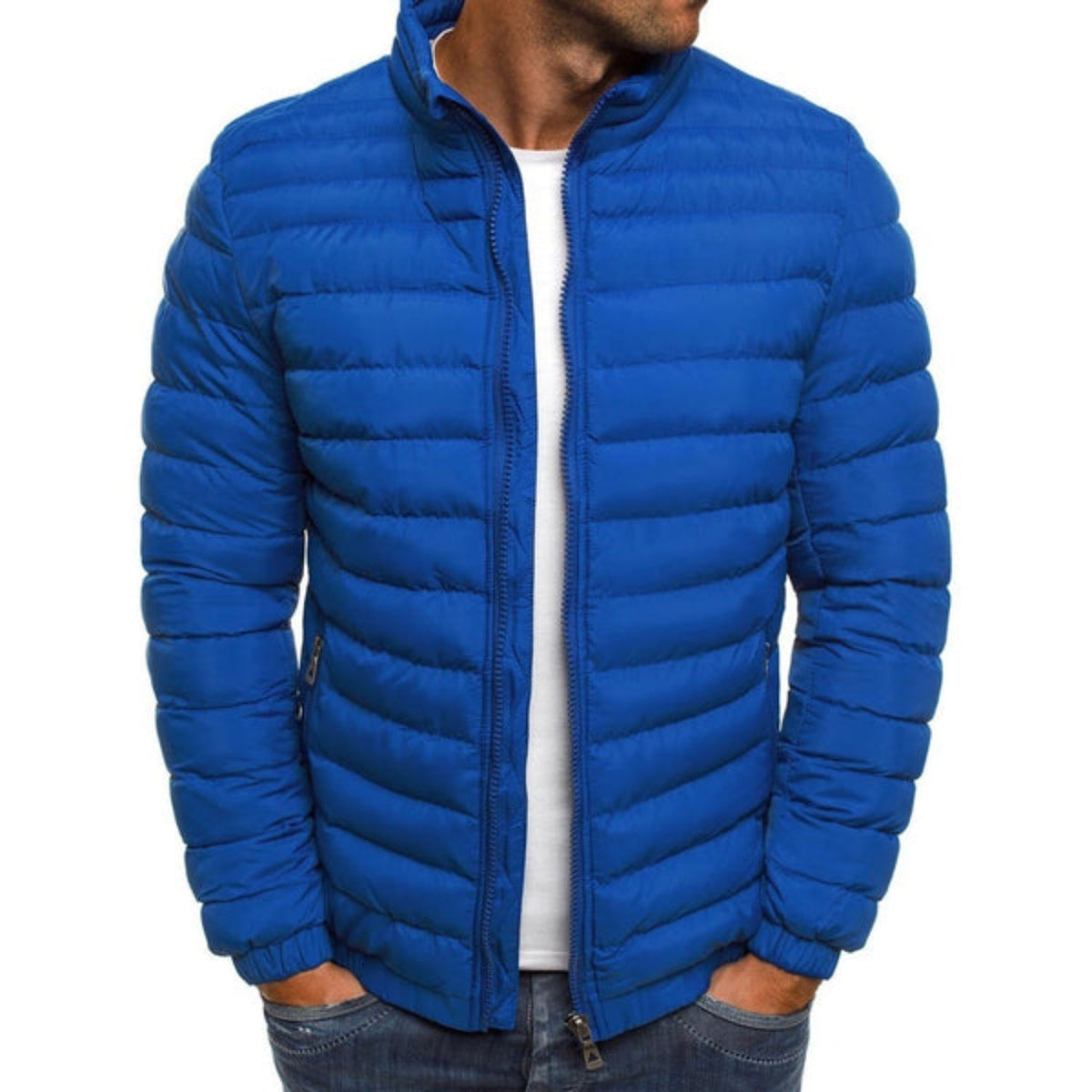Huib | Donsjack heren met opstaande kraag - Blauw