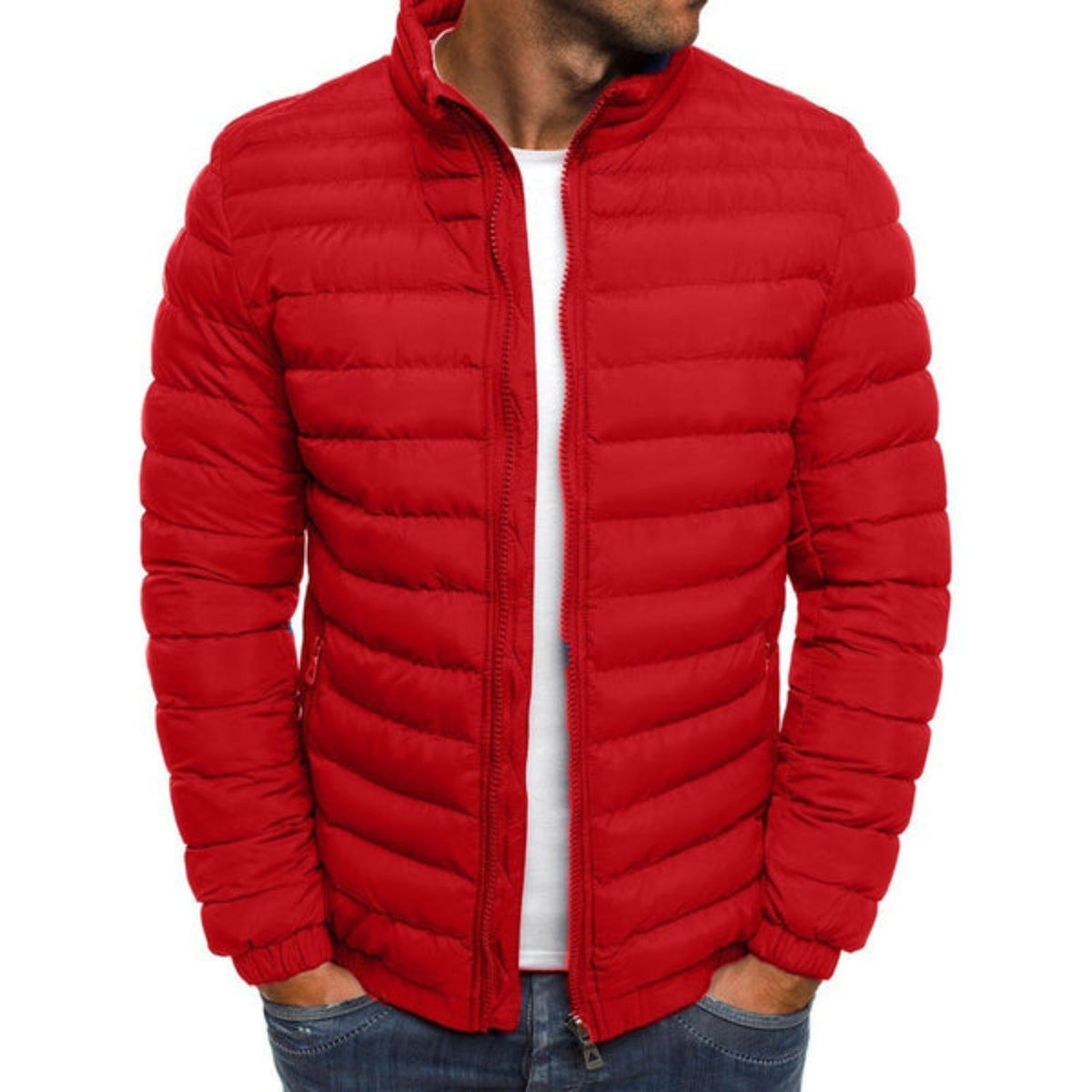Huib | Donsjack heren met opstaande kraag - Rood