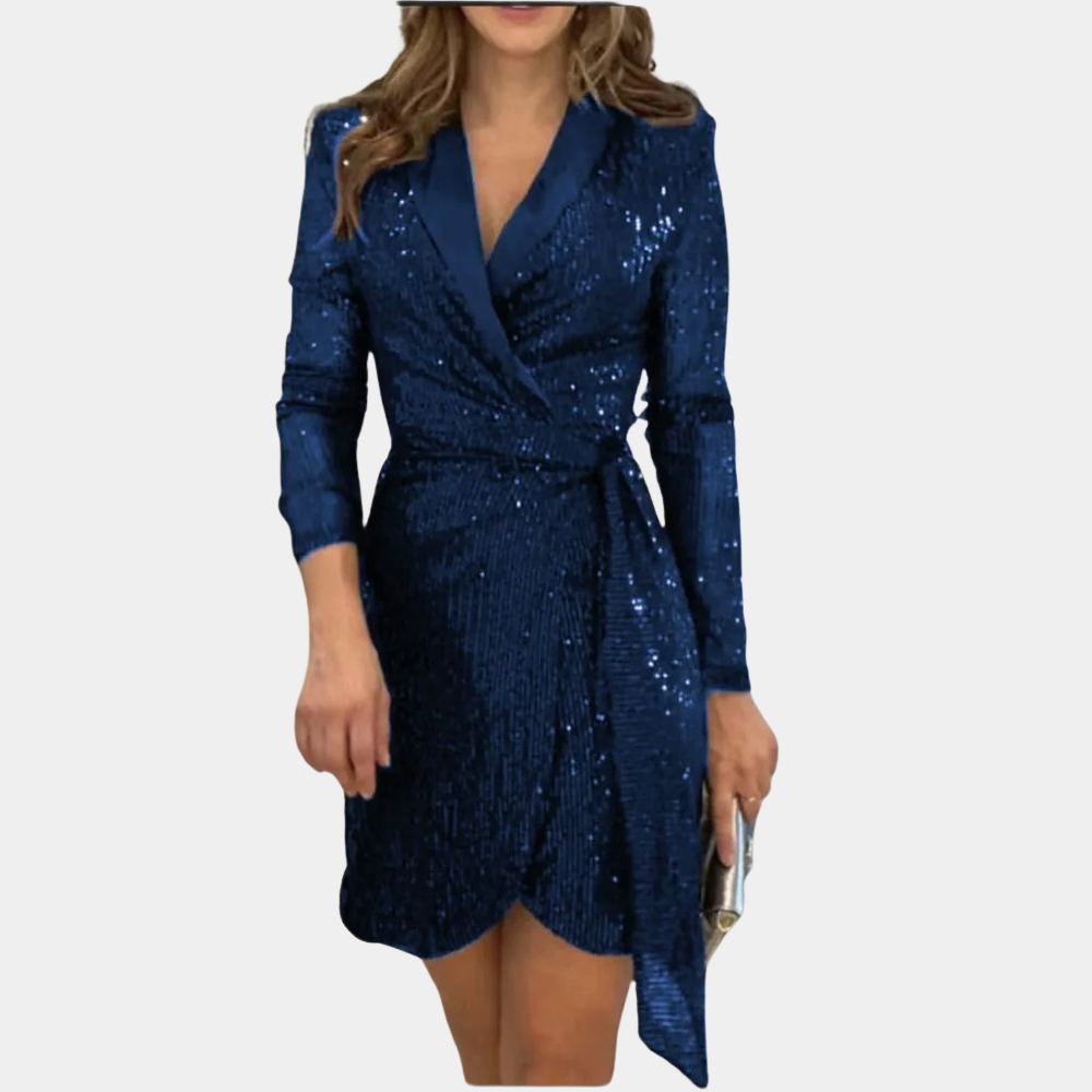 Ilse | Blazerjurk met pailletten voor dames - Blauw