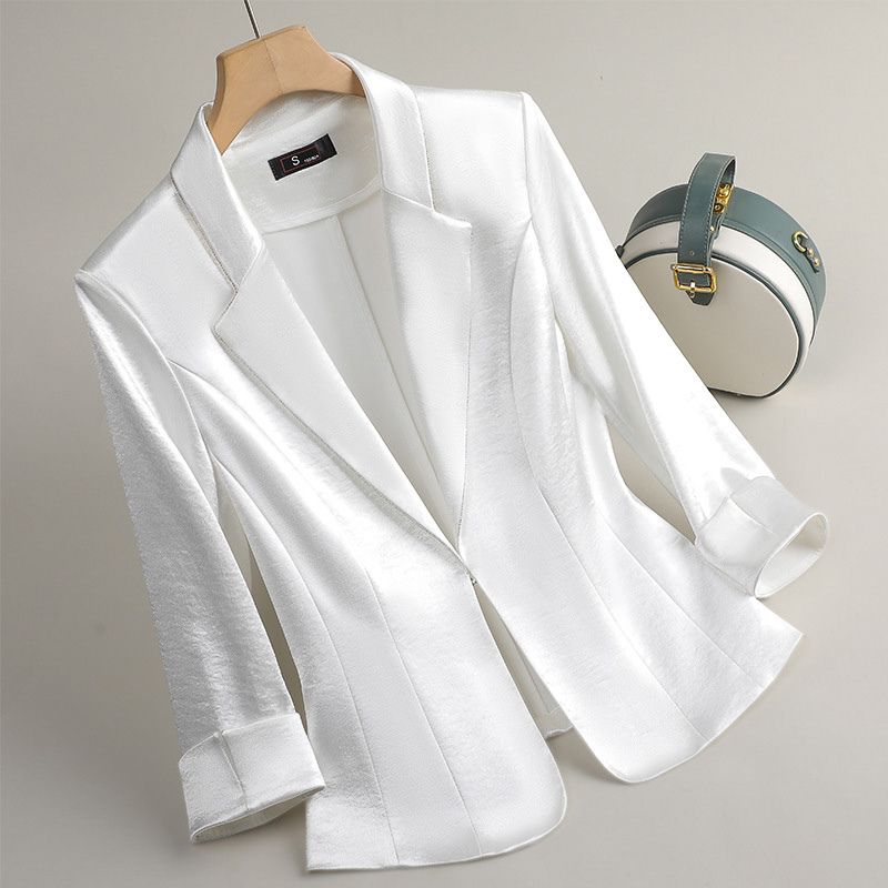 Ilse | Satijnen blazer voor dames - Parel Wit