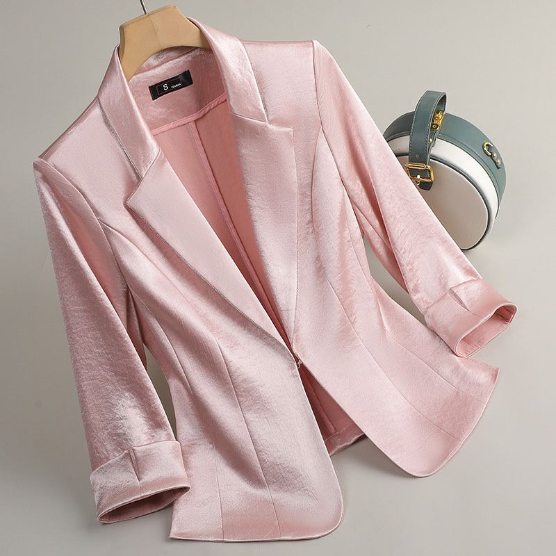 Ilse | Satijnen blazer voor dames - Roze