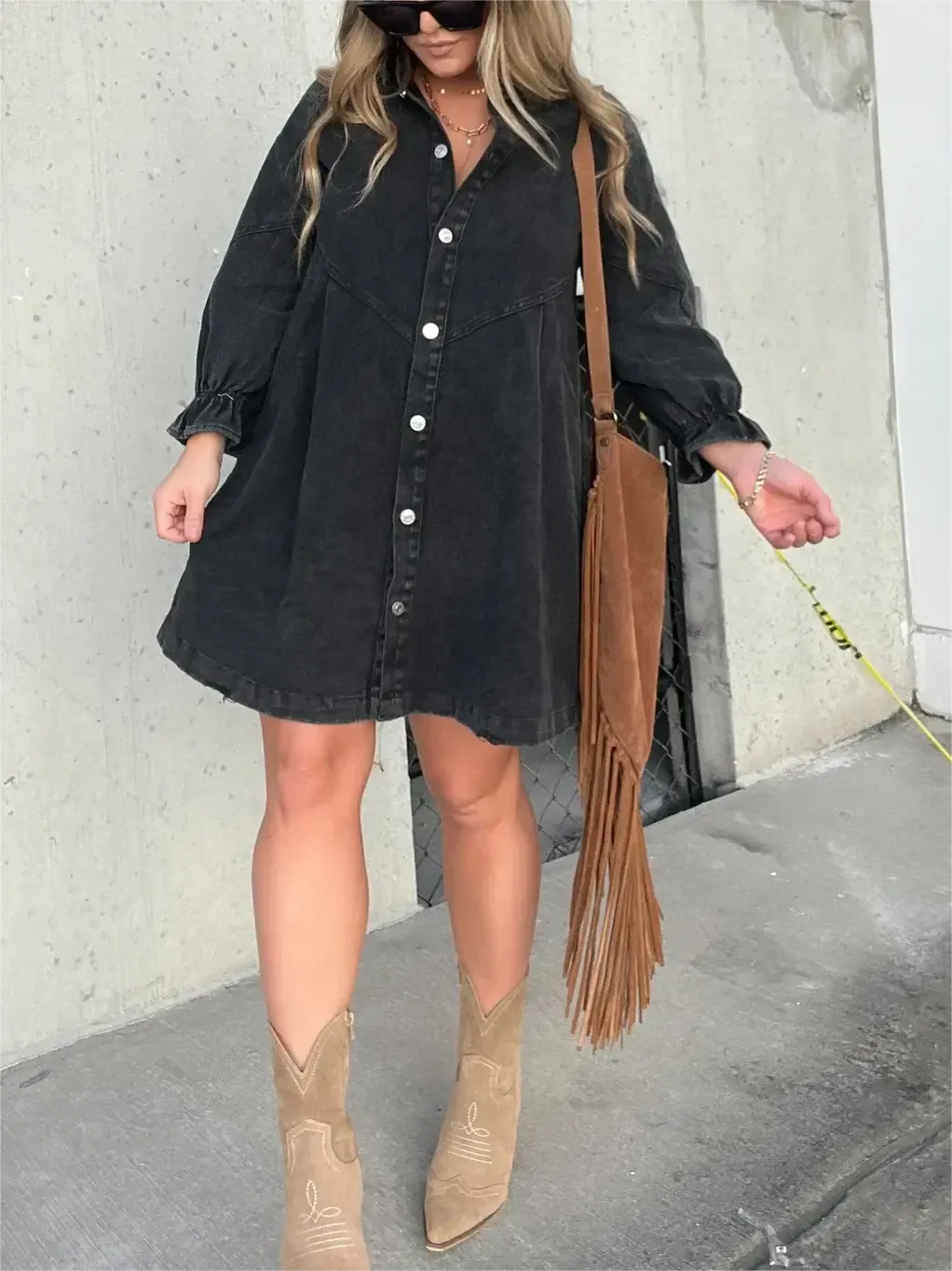 Michelle - Trendy en Stijlvolle Denim Jurk met Knoopsluiting voor Dames