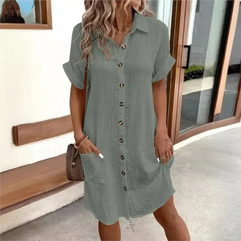 Anne - Bequemes und Lässiges Kleid mit Kurzem Ärmel für Damen