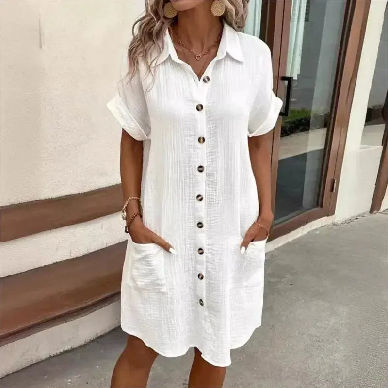 Anne - Bequemes und Lässiges Kleid mit Kurzem Ärmel für Damen
