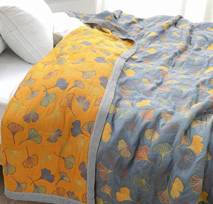Omkeerbare Ginkgo Leaf Quilt deken - Stijlvolle Lichtgewicht Home Deken