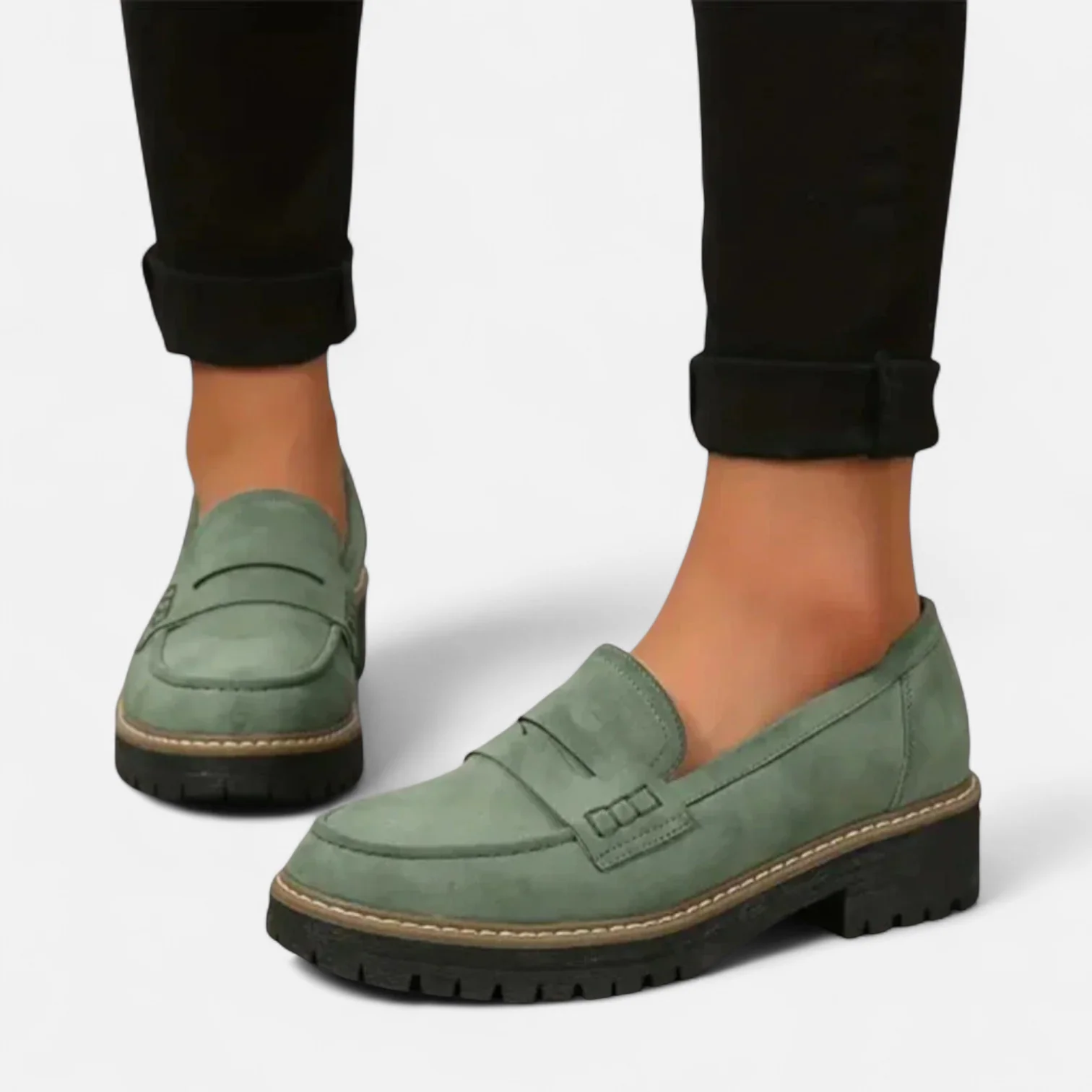 Ingrid | Loafers voor dames met blokhak - Groen
