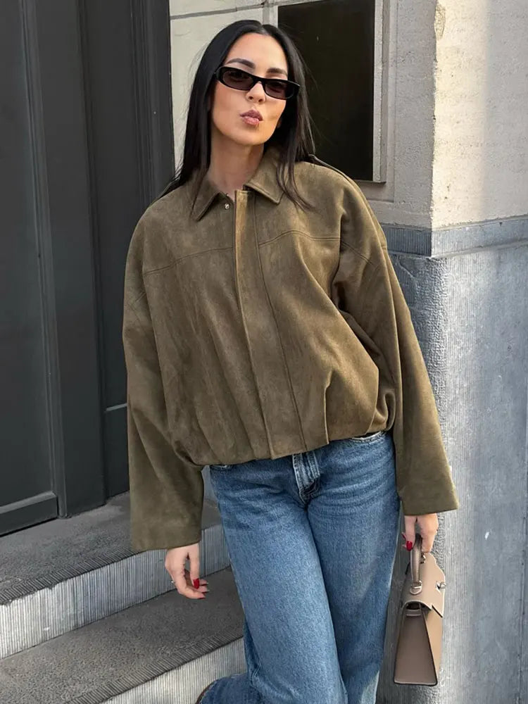 Irene | Oversized suède bomberjack voor dames - view 9