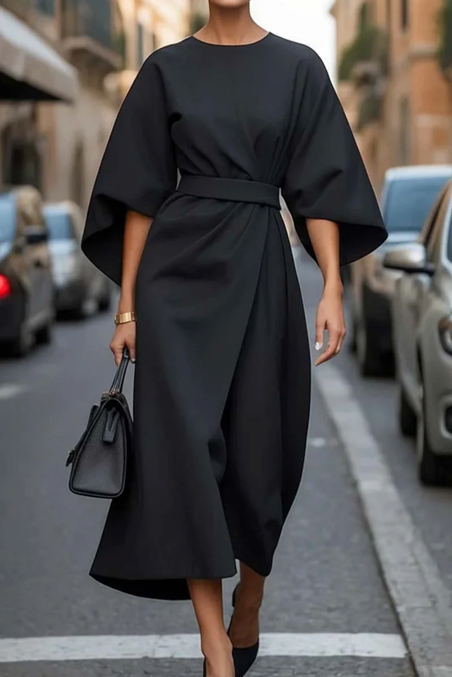 Iris | Elegante midi jurk met ceintuur - view 8