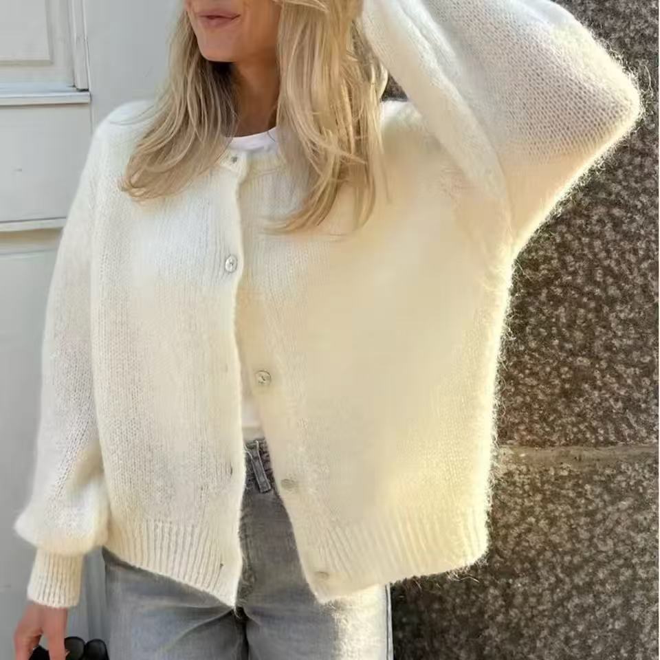 Iris | Gebreid vest voor dames - Crèmekleurig