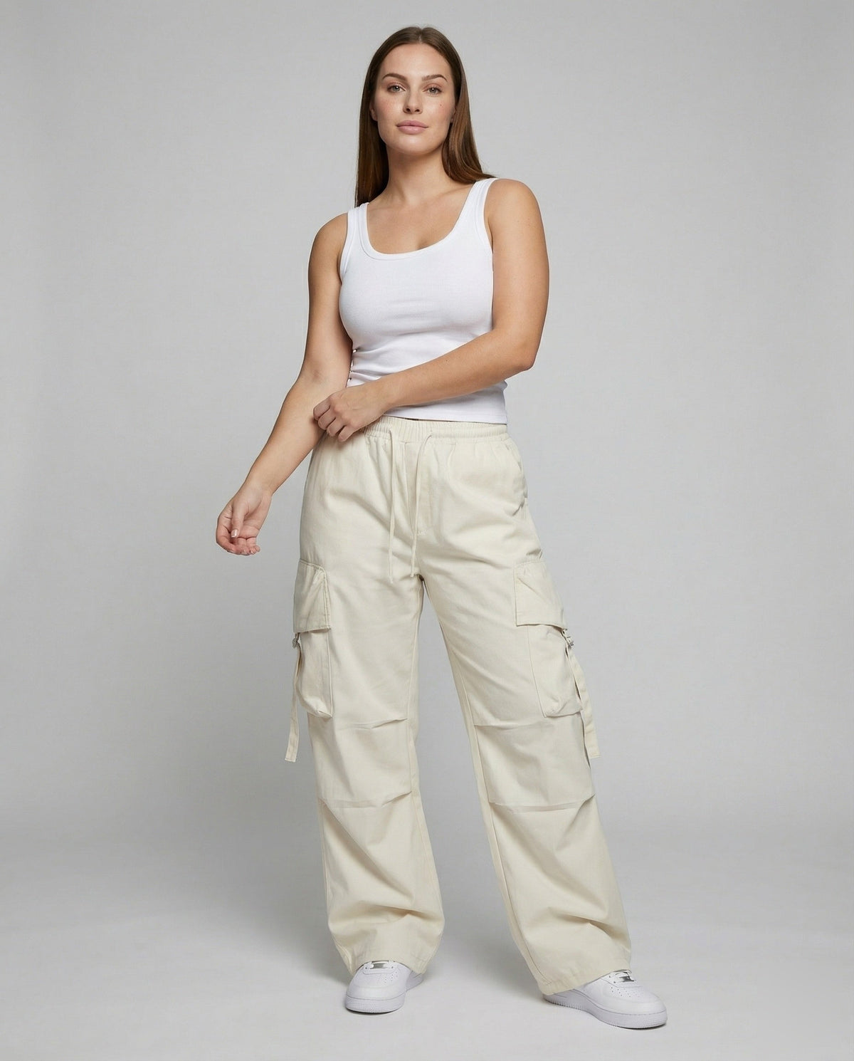Isabelle | Baggy cargobroek voor dames, ecru - foto 11