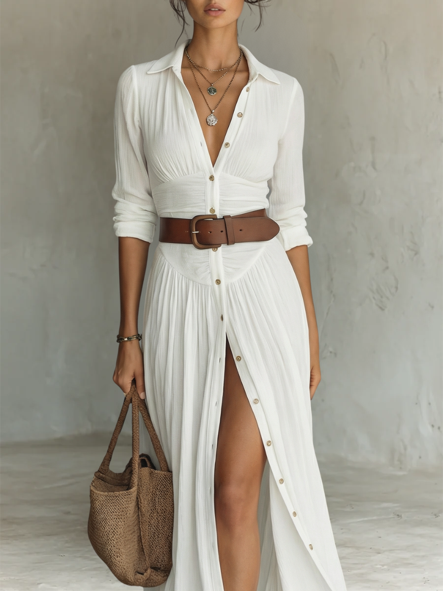 Jantine | Maxi blousejurk met lange mouwen voor dames - view 6