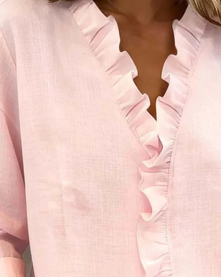 Jasmijn | V-hals blouse met ruches voor dames - view 11