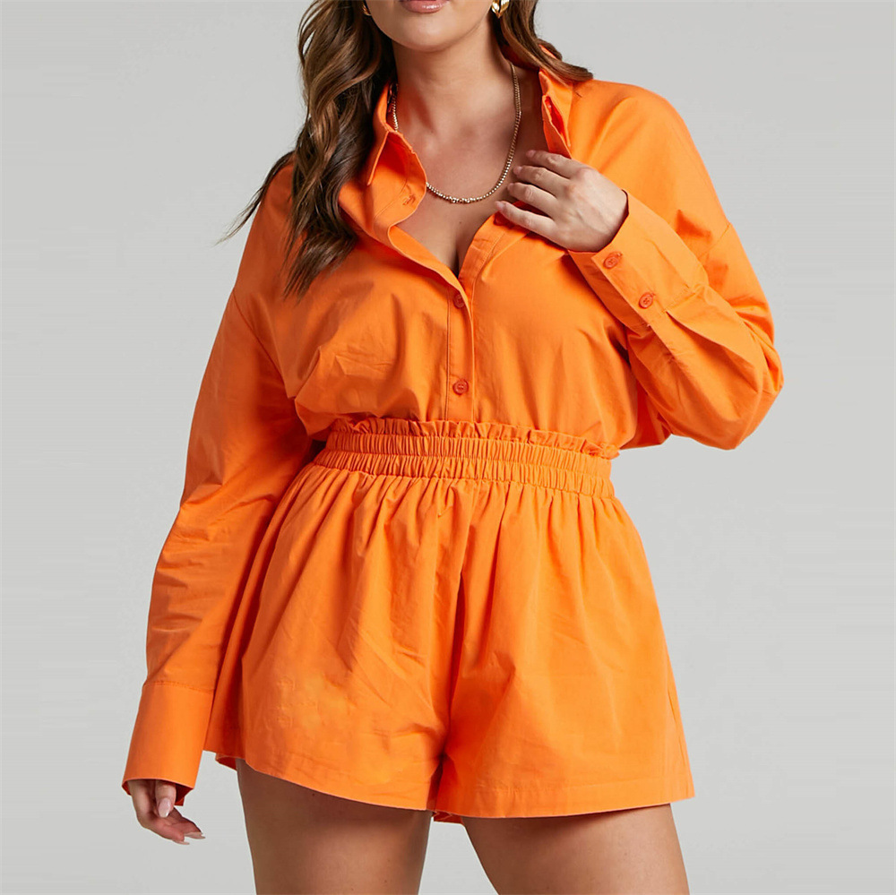 Jenny | Tweedelige zomerset met blouse en short voor dames - Oranje