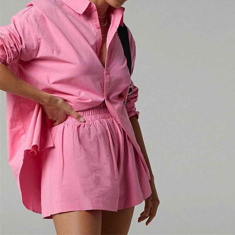 Jenny | Tweedelige zomerset met blouse en short voor dames - Roze