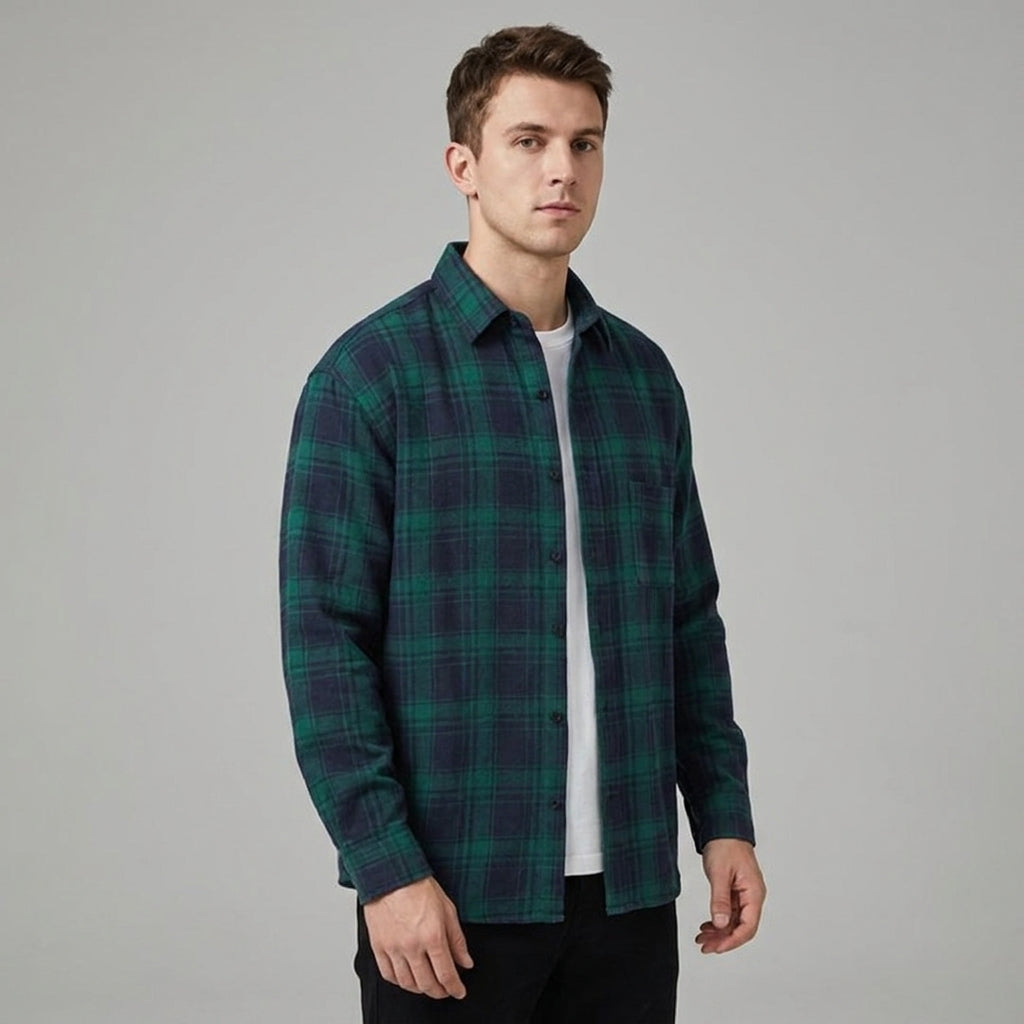 Jeroen | Geruit overshirt voor heren - Blauw