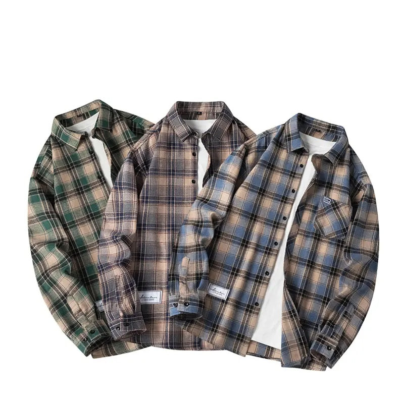 Jeroen | Geruit overshirt voor heren - Groen/Beige