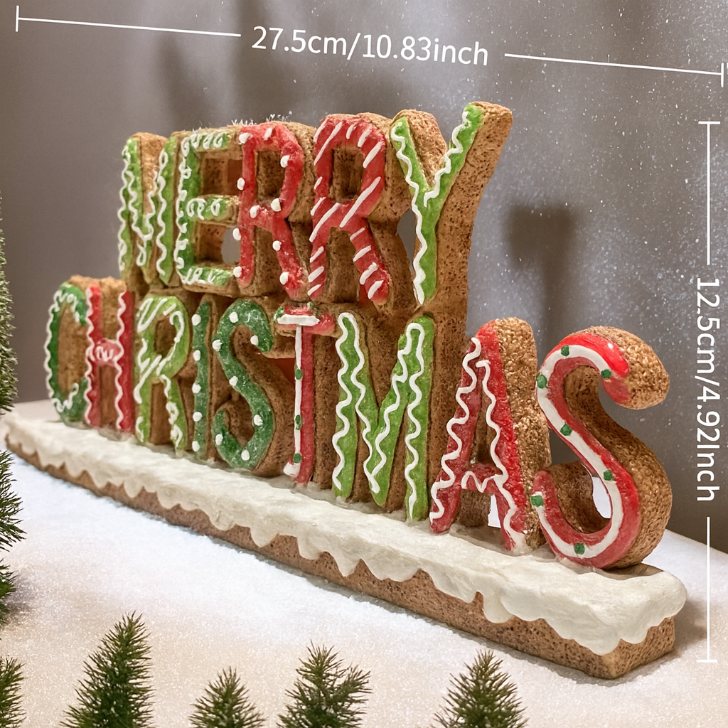 Jeroen | Kerstfiguur Merry Christmas van kunsthars - foto 3