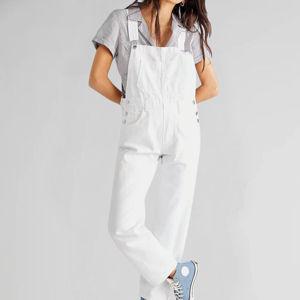 Jessica | Denim tuinbroek voor dames - Wit