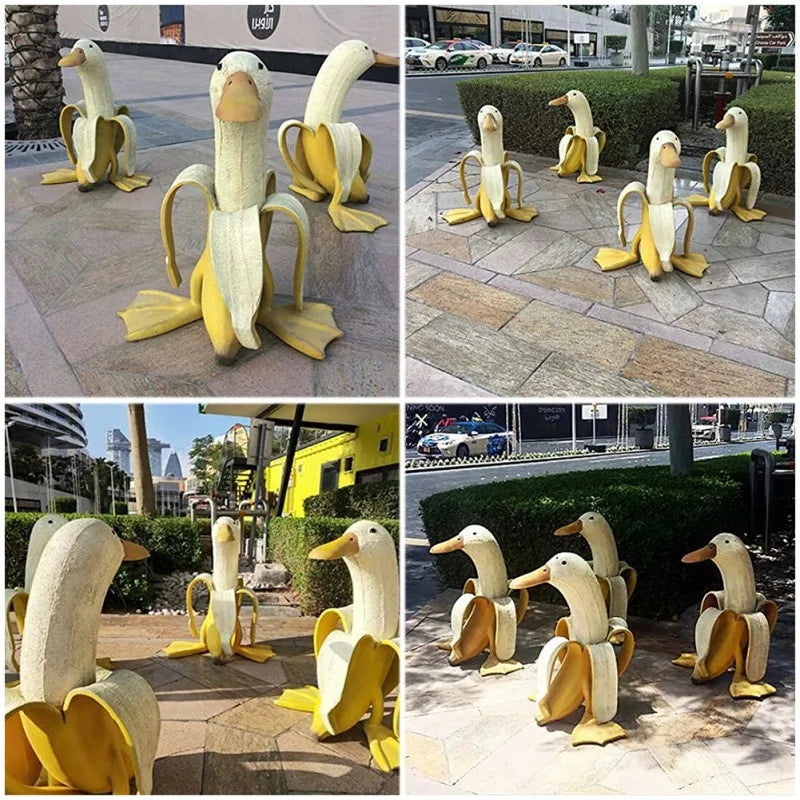 Johan | Grappig tuinbeeld eend met banaan van hars - foto 5