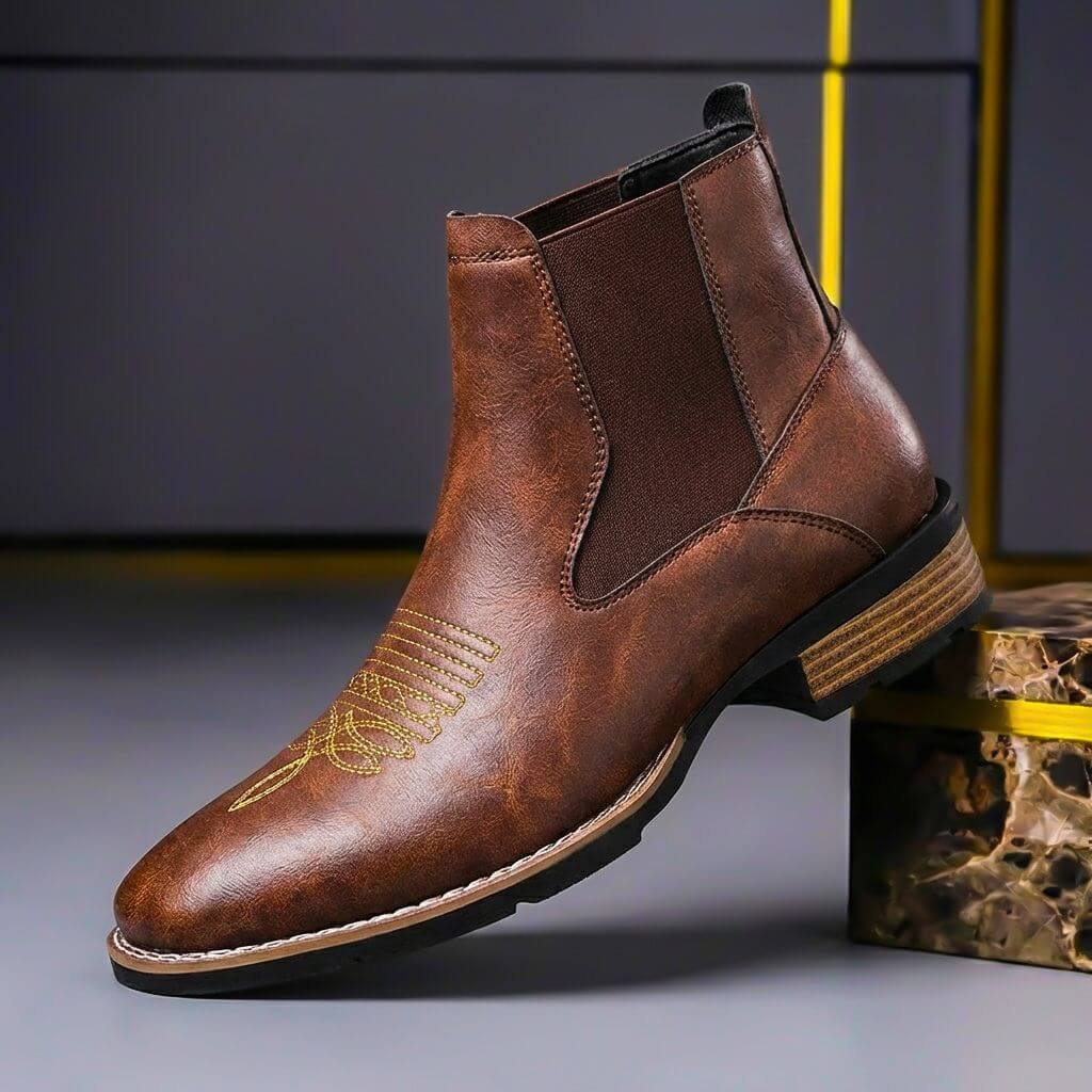 Johan | Leren chelsea boots voor heren - Cognac bruin