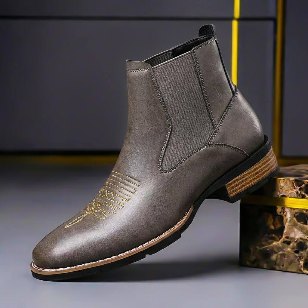 Johan | Leren chelsea boots voor heren - Leigrijs